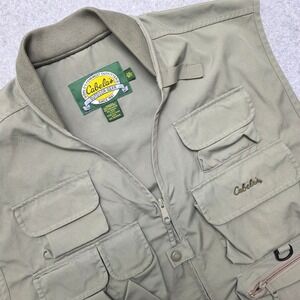 Cabelas Fishing Vest Men's 2XL Sage Green Khaki Multi Pocket Utility VT071 2004